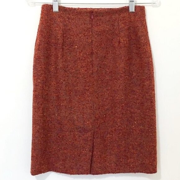 𝅺piazza Sempione Rust Color Wool / Alpaca Blend Pencil Skirt - Picture 3 of 6